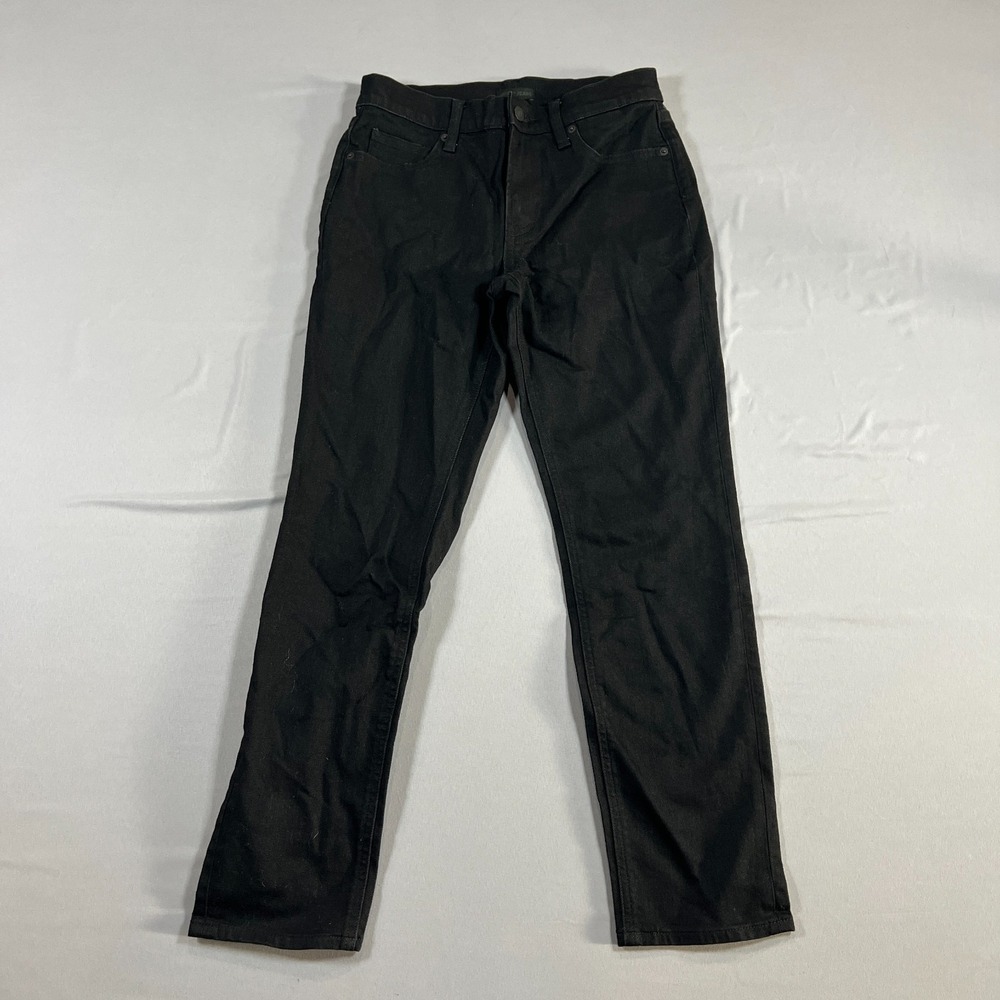 Uniqlo Straight Ankle Jeans Womens 23 Black Cotton Stretch Mid Rise Slim Fit